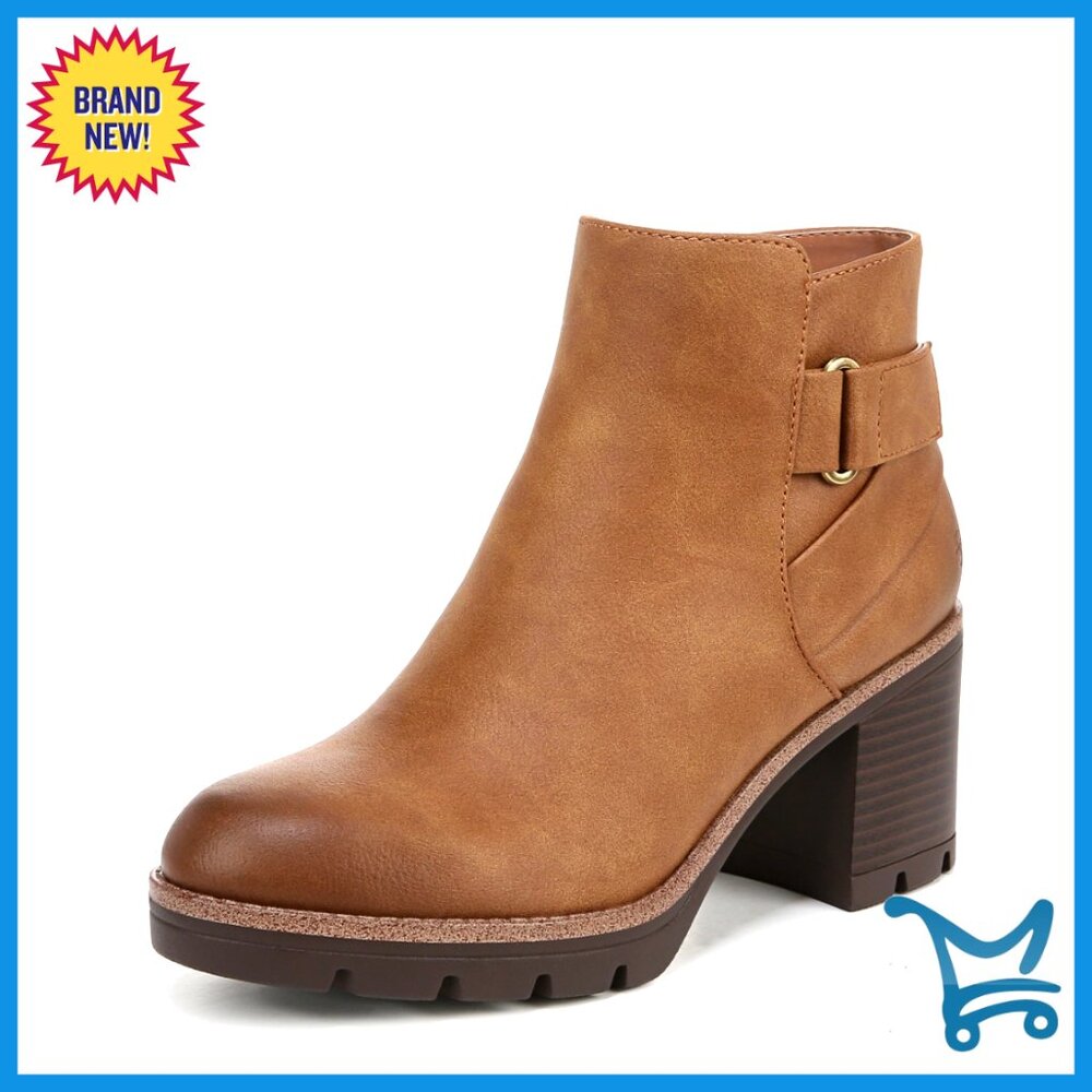 Water-Repellent Ankle Booties with Straps, 3 Inch Heel, Side Zip